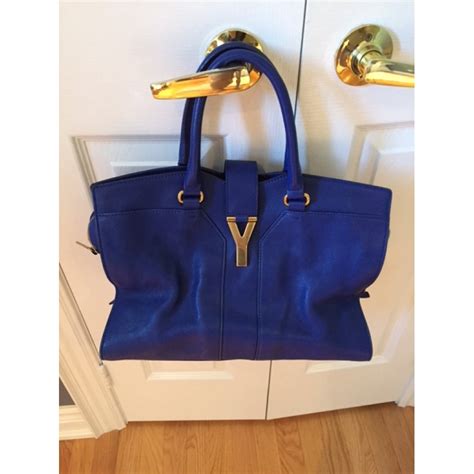 ysl cabas chyc medium blue|YSL YVES SAINT LAURENT Leather Medium Cabas Chyc Blue.